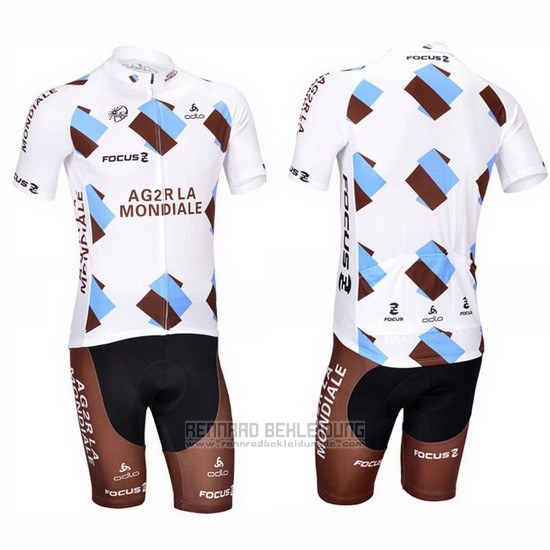 2013 Fahrradbekleidung Ag2rla Braun Trikot Kurzarm und Tragerhose